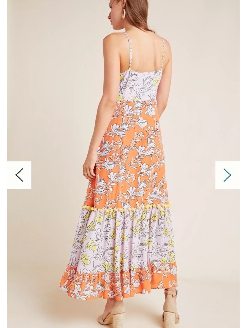 Farm Rio Anthropologie Culebra Maxi Dress Orange & Lilac Floral Women’s Large - Picture 14 of 15